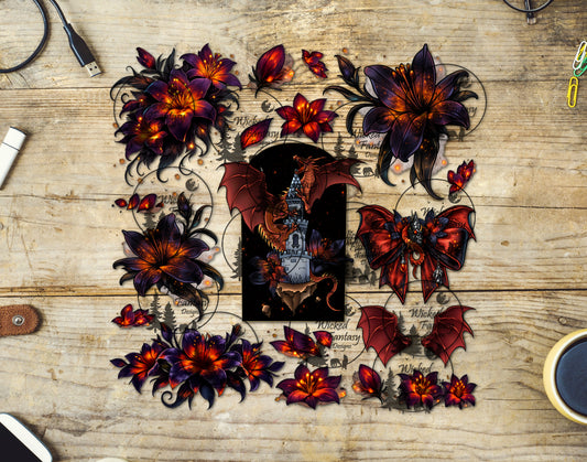 UVDTF Ember Bloom Lily Dragon 11x11" Element