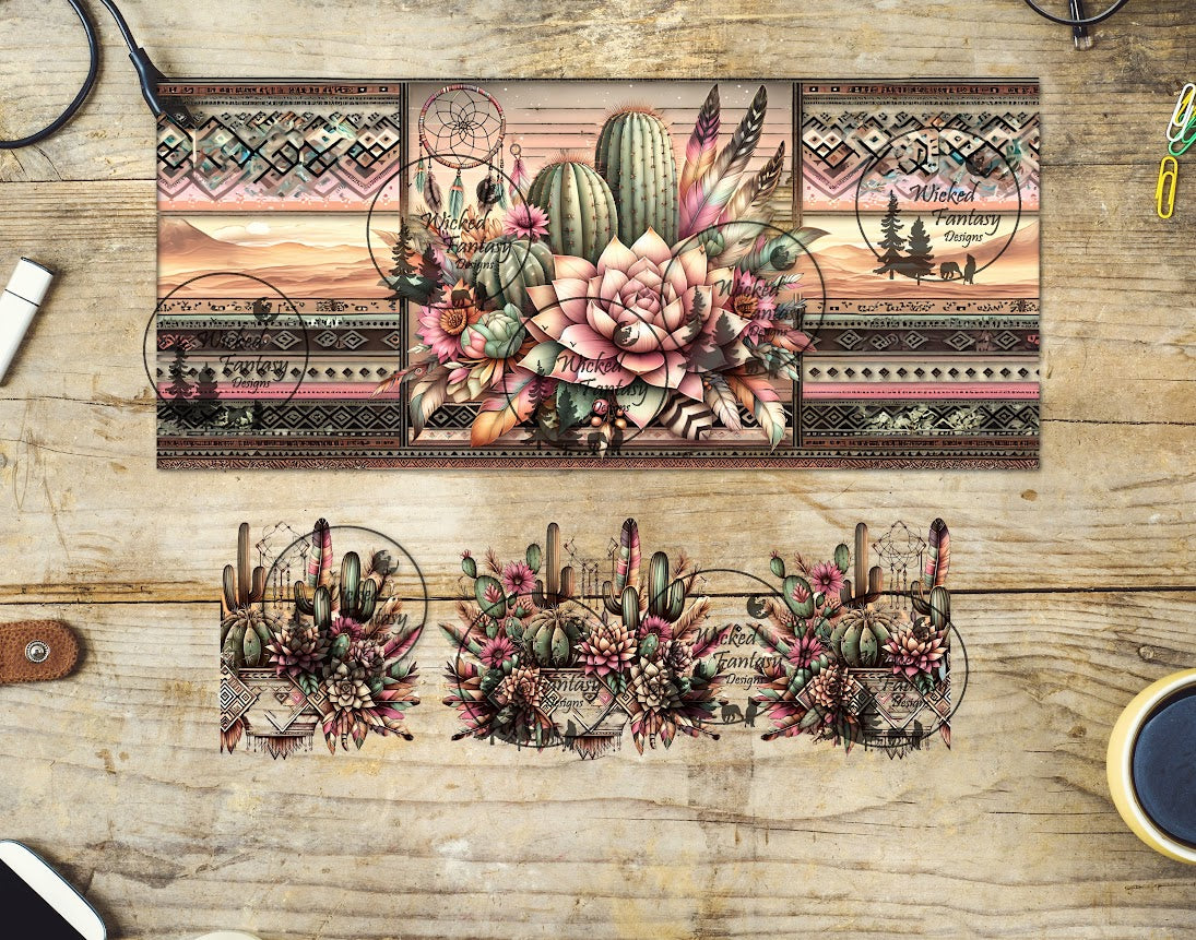 UVDTF Aztec Succulents and Sunsets 16oz 40oz Tumbler Wrap