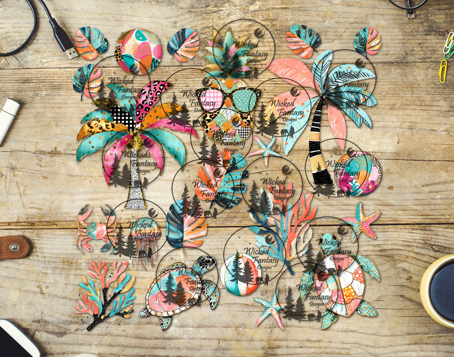 UVDTF Patchwork Beach 11x11" Element