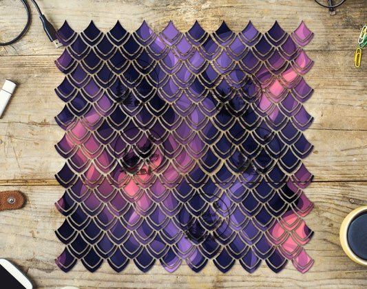 UVDTF Pink Purple Ink Dragon Scales 10"x10" Element