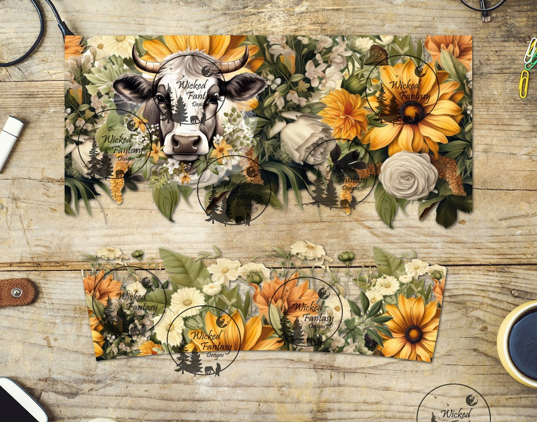 UVDTF Cow and Daisies 16oz 40oz Tumbler Wrap