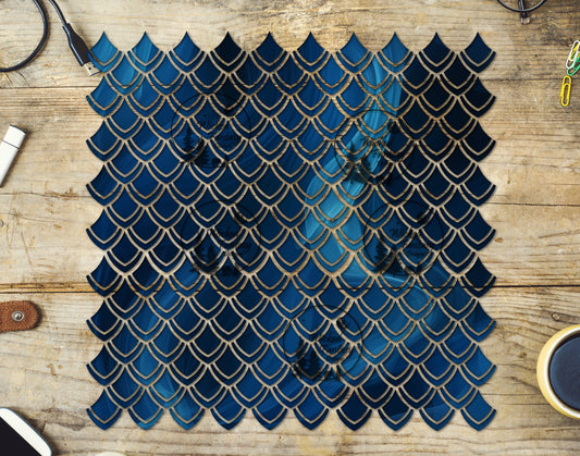 UVDTF Blue Ink Dragon Scales 10"x10" Element