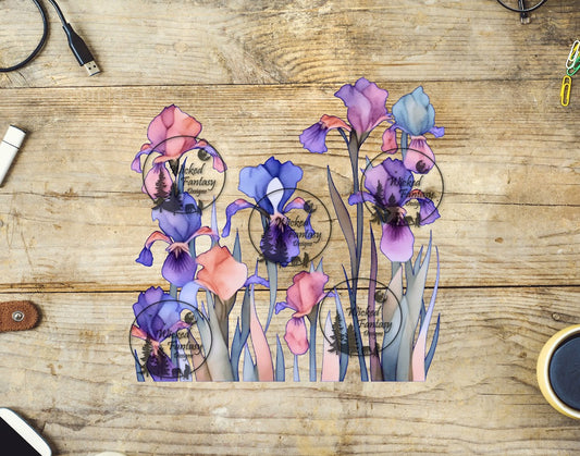 UVDTF Watercolor Iris Blooms