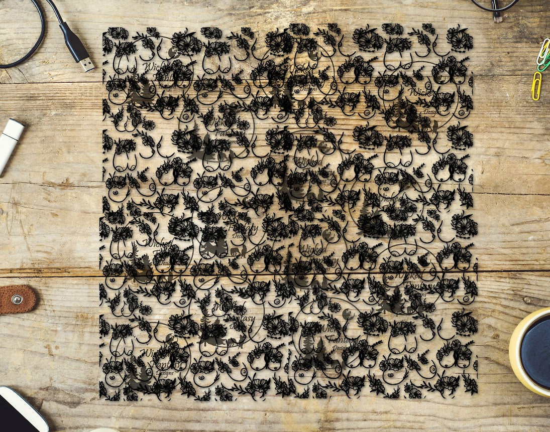 UVDTF Floral Titties Line Art 20oz 30oz 10"x10" Element