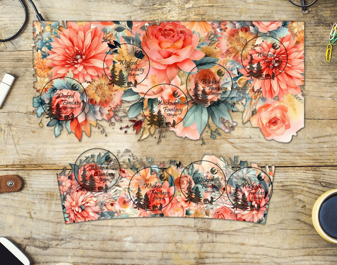 UVDTF Peach Floral Arrangements 16oz 40oz Tumbler Wrap