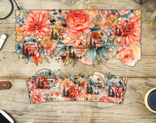 UVDTF Peach Floral Arrangements 16oz 40oz Tumbler Wrap