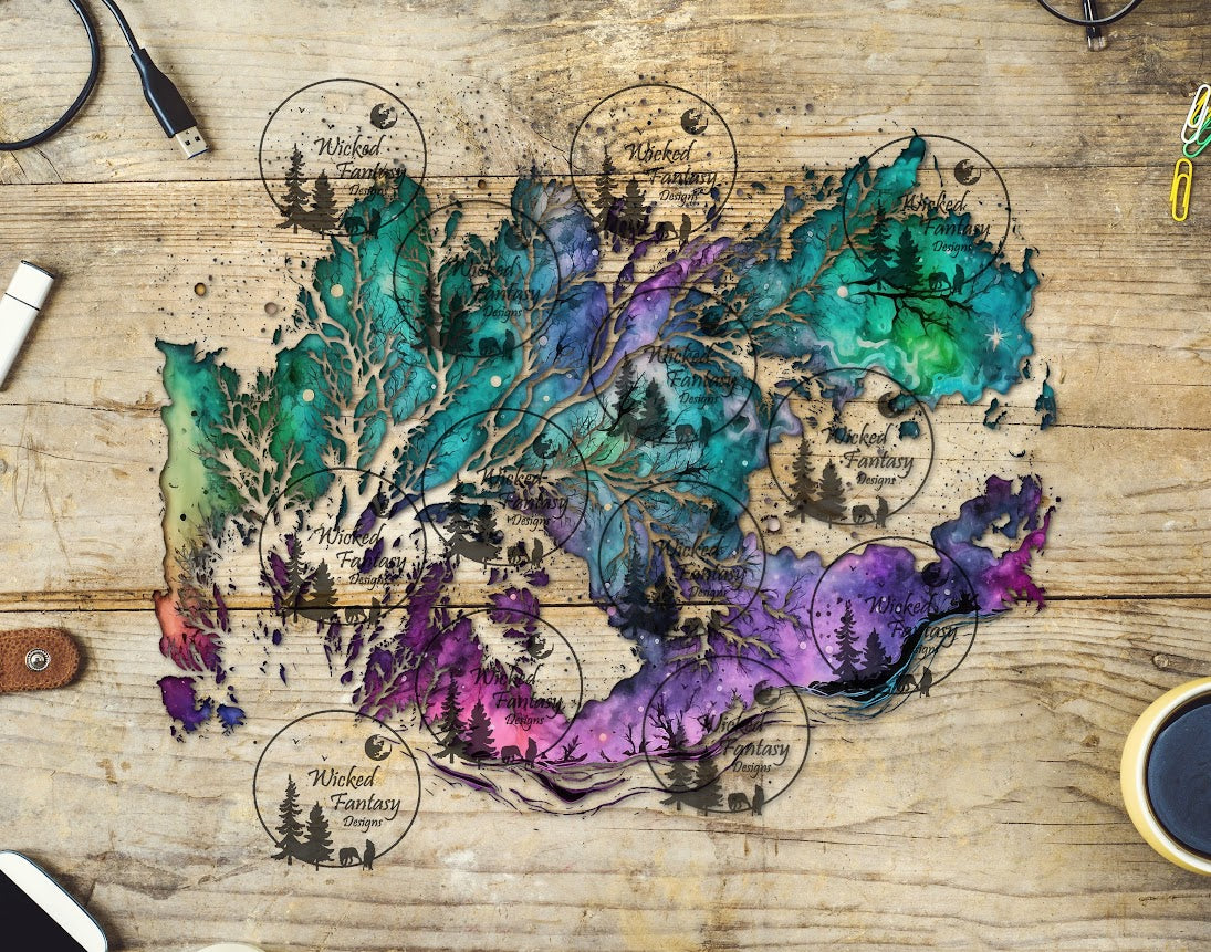 UVDTF Northern Lights Fractals 20oz 30oz 10"x10" Element