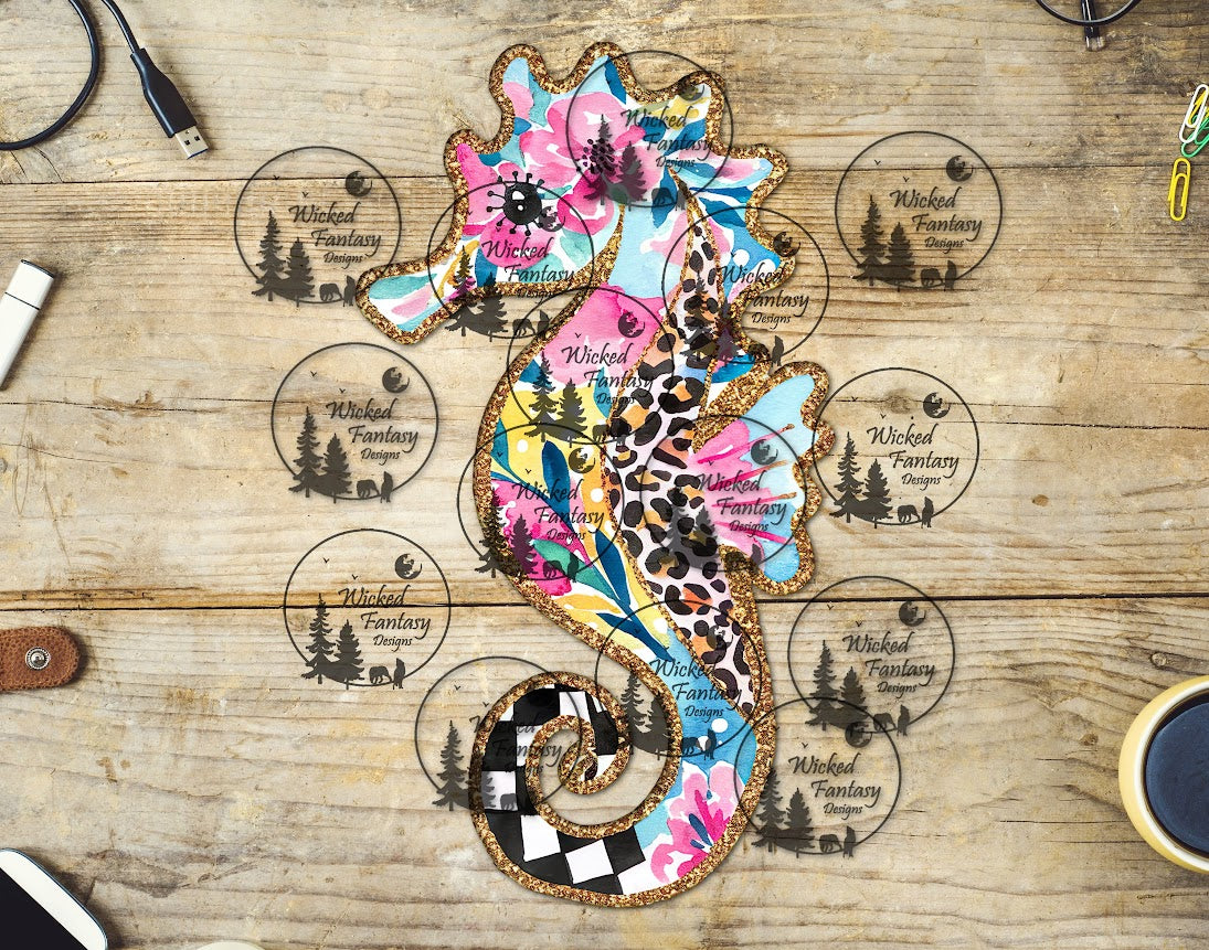 UVDTF Leopard Floral Seahorse