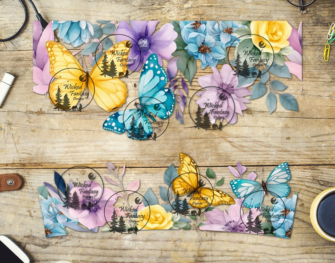 UVDTF Butterflies and Pastel Floral 16oz 40oz Tumbler Wrap