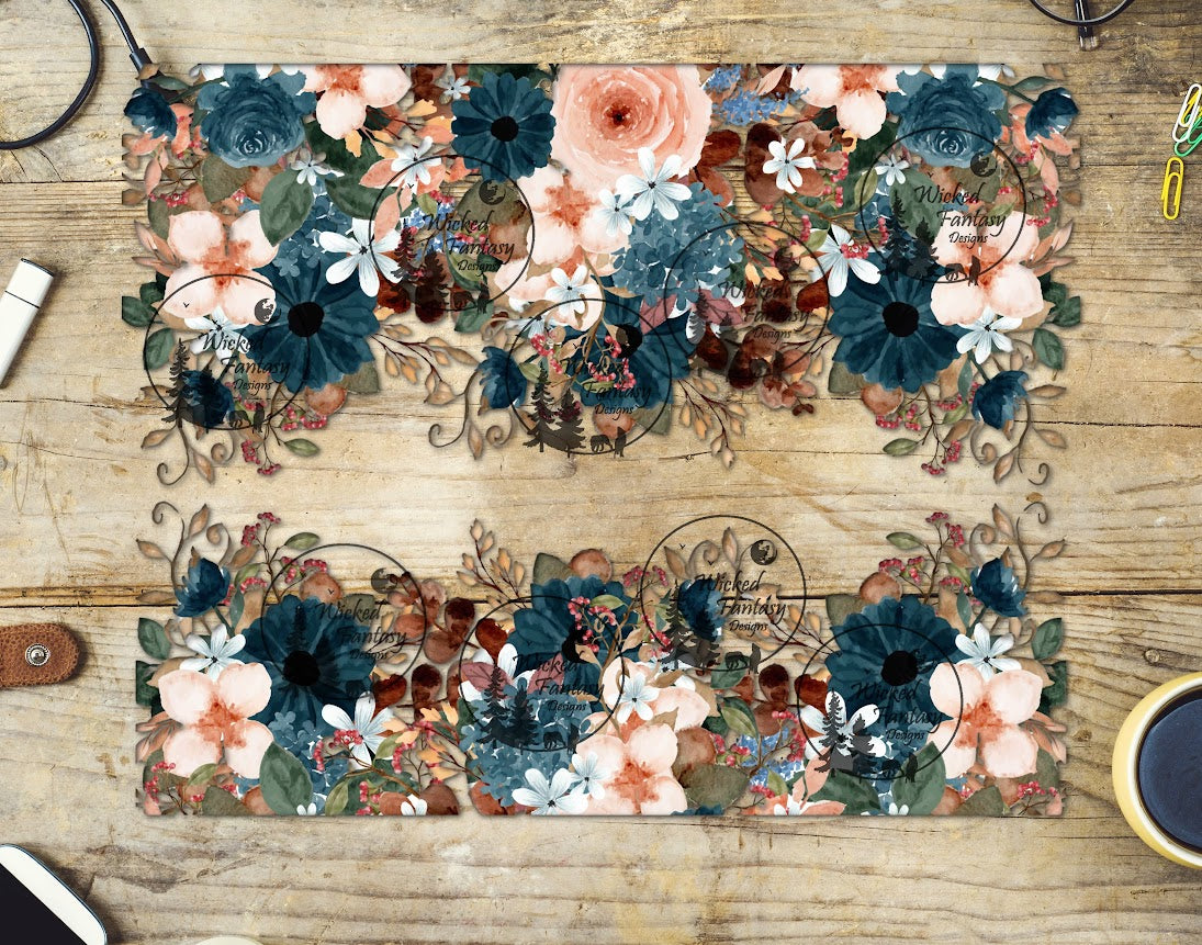 UVDTF Teal and Coral Flowers 20oz 30oz 10"x10"