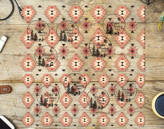 UVDTF Coral and Peach Aztec 20oz 30oz 10"x10" Element