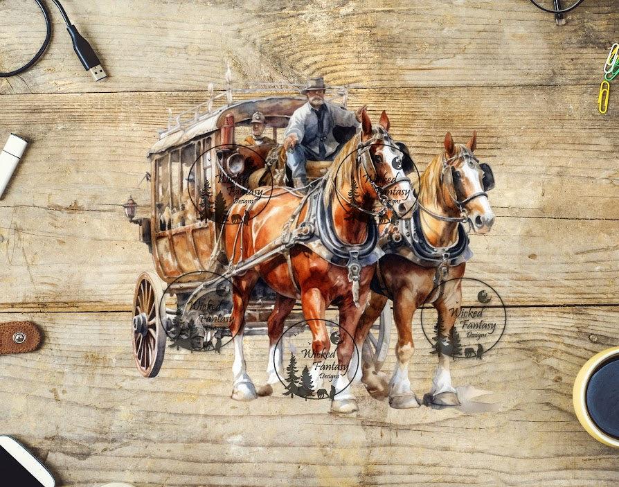 UVDTF Horses and Stagecoach