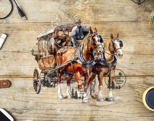 UVDTF Horses and Stagecoach