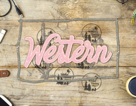 UVDTF Pastel Pink Western with Frame