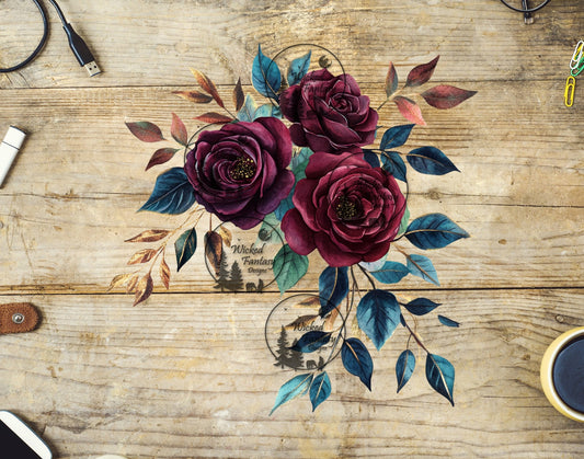 UVDTF Burgundy Floral Arrangement