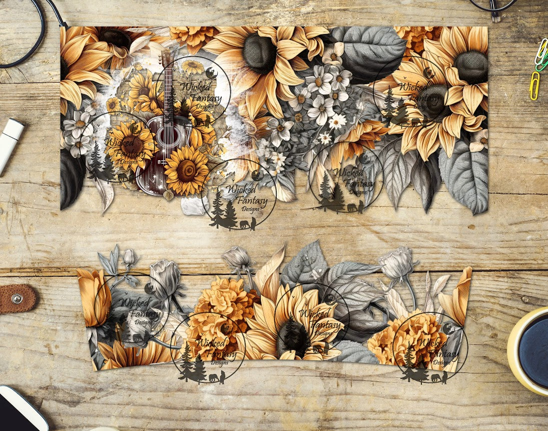 UVDTF Guitar and Sunflowers 16oz 40oz Tumbler Wrap