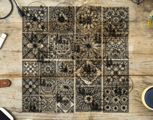 UVDTF Quilt Squares Line Art 20oz 30oz 10"x10"