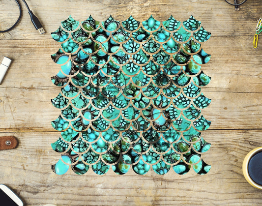 UVDTF Turquoise Concho Mermaid Scales 10"x10" Element