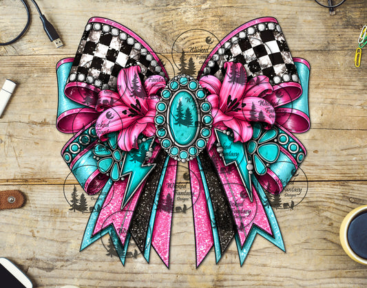 UVDTF Boujee Cowgirl Bow with Conchos and Lilies