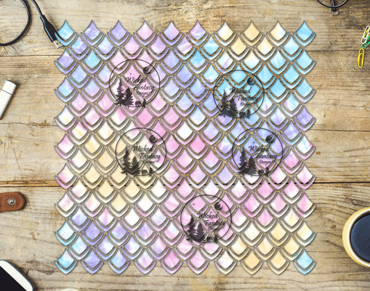 UVDTF Pale Tie Dye Dragon Scales 10"x10" Element