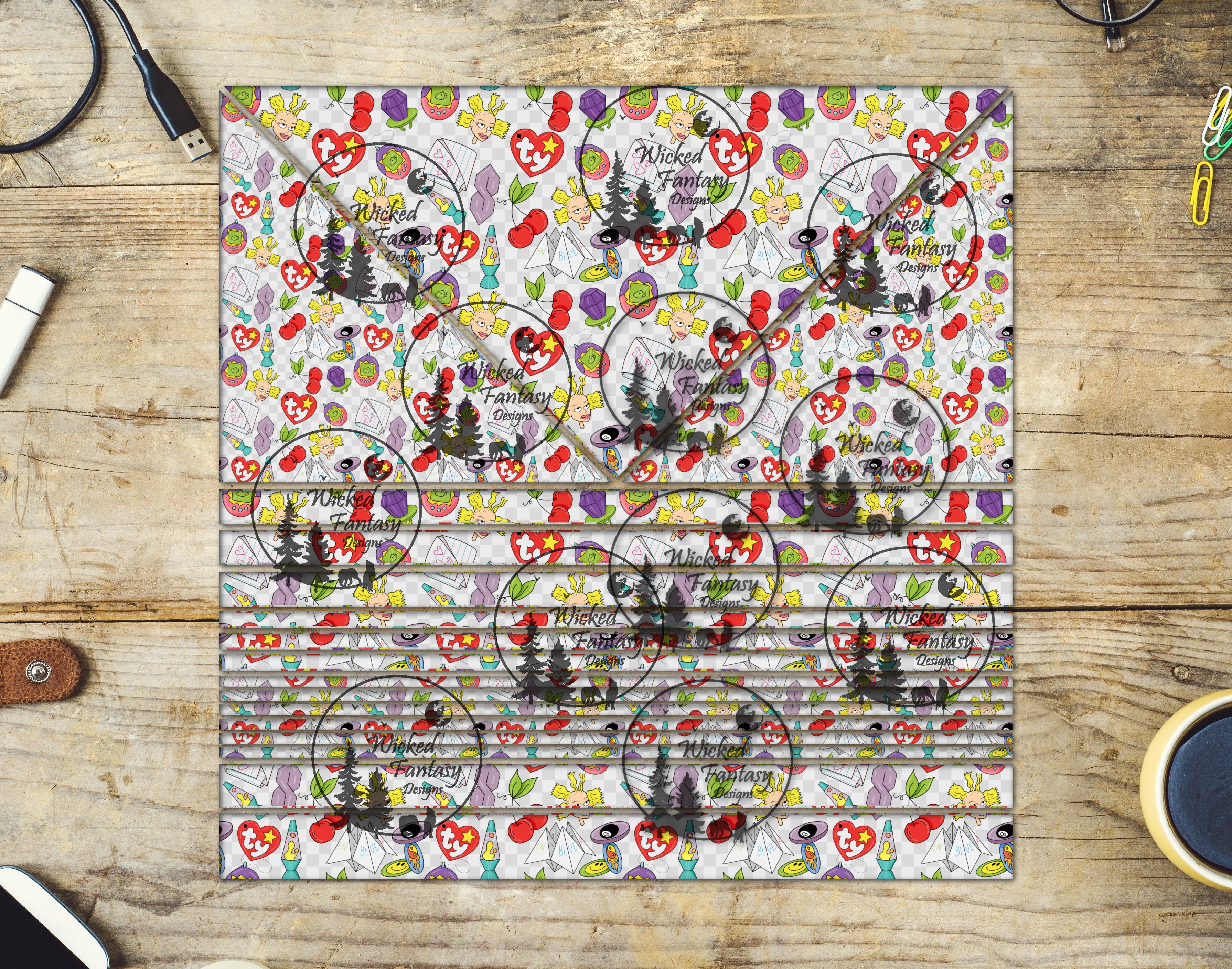 UVDTF 90s Nostalgia 20oz 30oz 10"x10" Triangles and Striping Element S ...