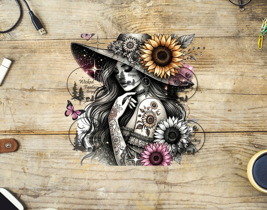 UVDTF Woman with Sunhat and Tatoos