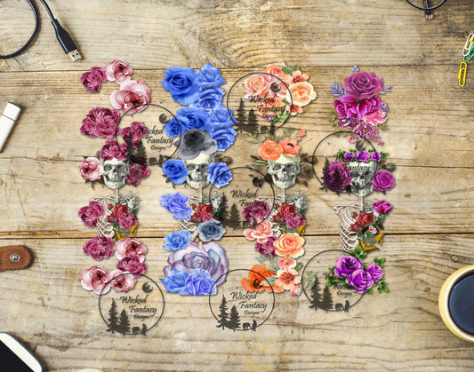 UVDTF Skeleton Floral Pen Wrap Bookmark Bundle