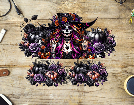 UVDTF Goth Witch with Purple and Black Roses Element 40oz 16oz Multiple Sizes