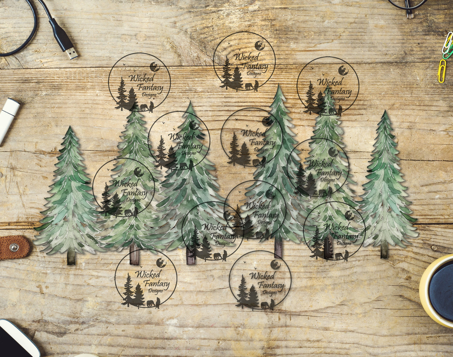 UVDTF Pine Trees Evergreen 8.5x3.75"