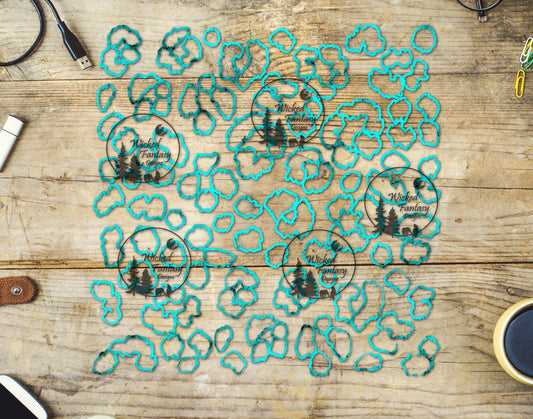 UVDTF Turquoise Leopard Print Outlines Element 10"x10"