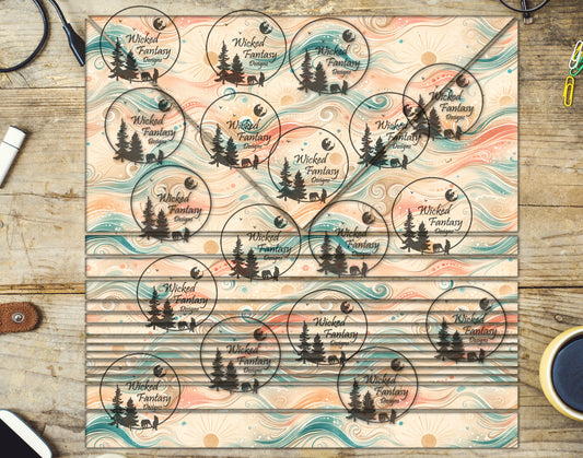 UVDTF Tropical Waves and Swirls Triangles and Striping 20oz 30oz 10"x10" Element Sheet