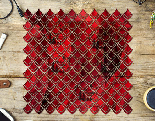 UVDTF Red Ink Dragon Scales 10"x10" Element