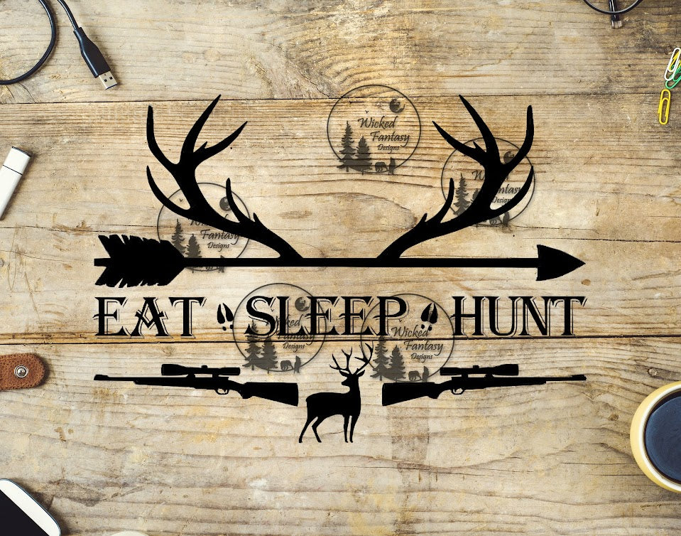 UVDTF Eat Sleep Hunt Deer Silhouette