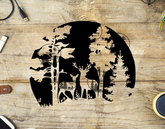 UVDTF Deer in the Forest Silhouette