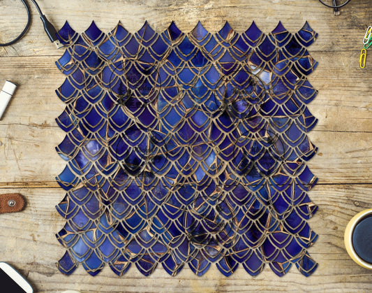 UVDTF Indigo Mosaic Dragon Scales 10"x10" Element
