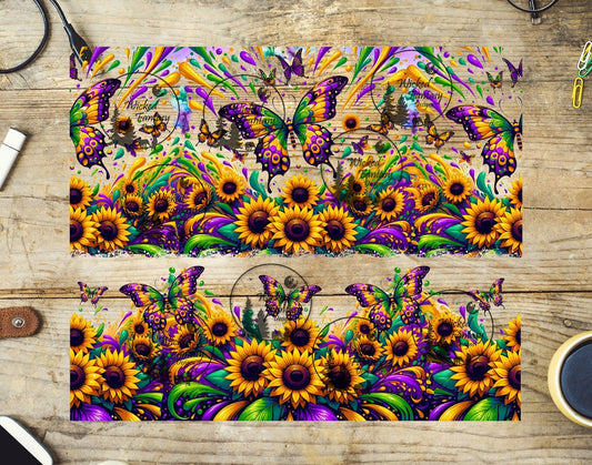 UVDTF Mardi Gras Butterfly and Sunflowers 20oz 30oz 10"x10" Element
