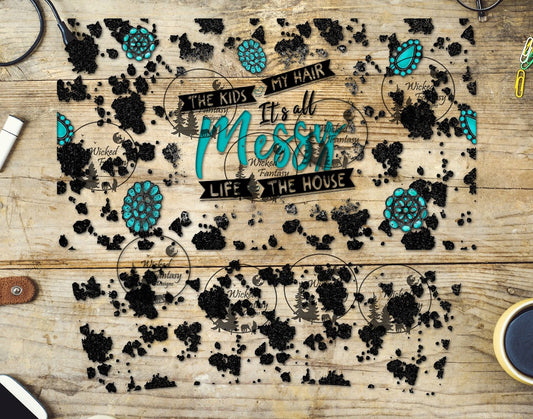 UVDTF Its All Messy Cow Print and Conchos 16oz 40oz Tumbler Wrap