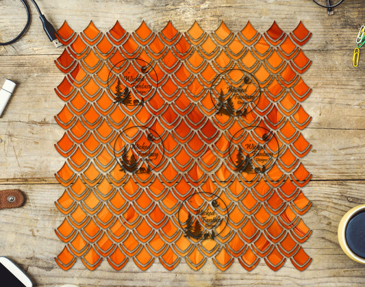 UVDTF Orange Ink Dragon Scales 10"x10" Element