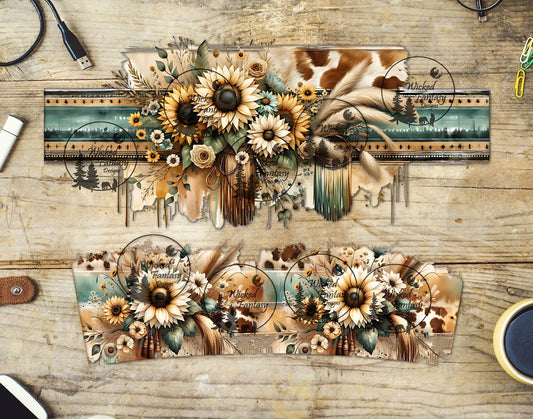 UVDTF Boho Sunflowers and Fringe 16oz 40oz Tumbler Wrap