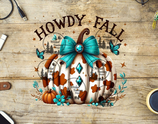 UVDTF Howdy Fall Cow Print Pumpkin