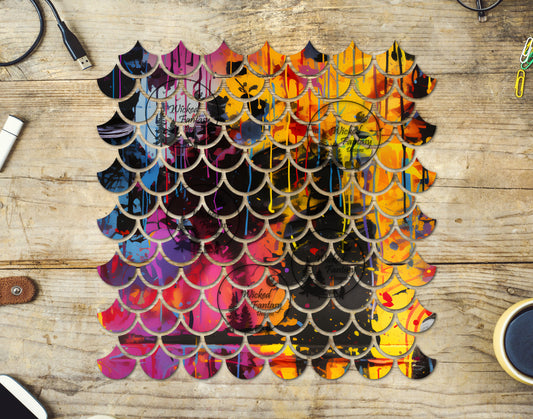 UVDTF Grunge Graffiti Mermaid Scales 10"x10" Element