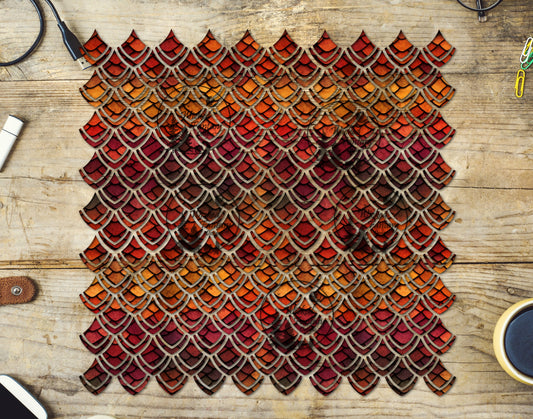 UVDTF Red Orange Dragon Scales 10"x10" Element