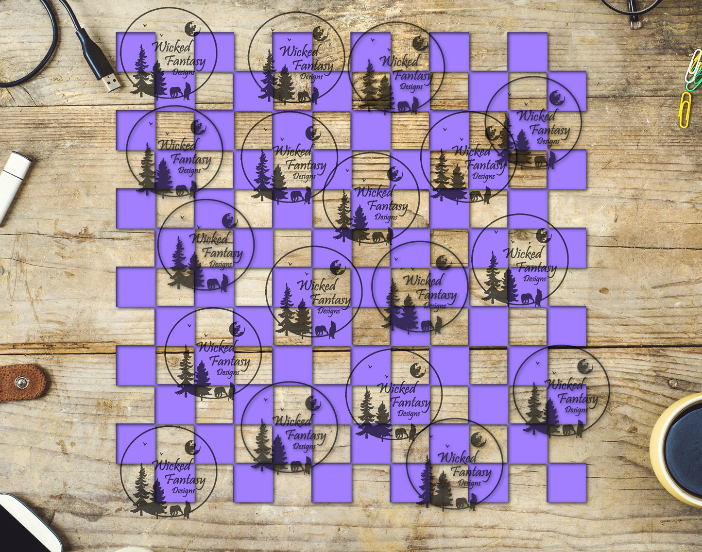 UVDTF Lavender Checkered 20oz 30oz 10"x10"