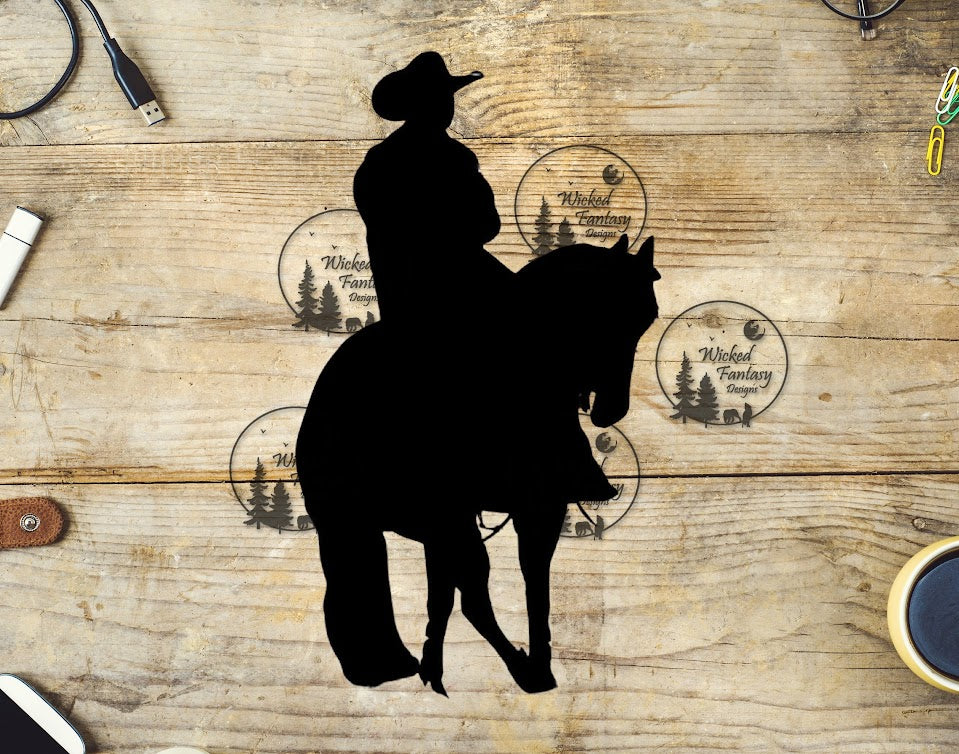 UVDTF Cowboy on Performance Horse Silhouette