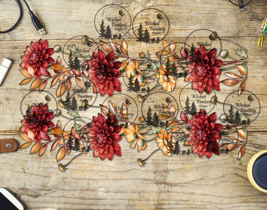 UVDTF Red Dahlias and Florals 16oz 40oz