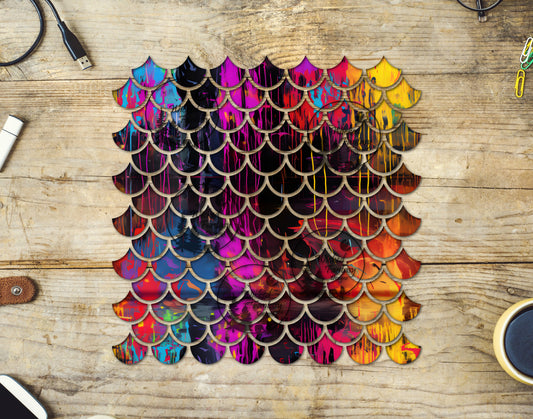 UVDTF Graffiti Drips Mermaid Scales 10"x10" Element
