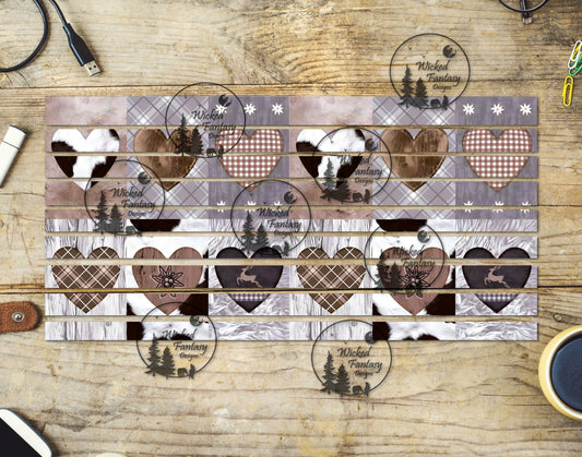 UVDTF Quilted Cowhide Hearts Striping 6x12" element
