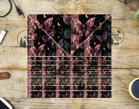 UVDTF Mauve Moth and Moon Triangles and Striping 20oz 30oz 10"x10" Element Sheet
