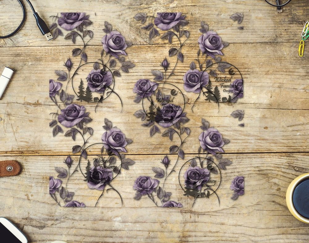 UVDTF Lavender Climbing Rose 20oz 30oz 10"x10" Element