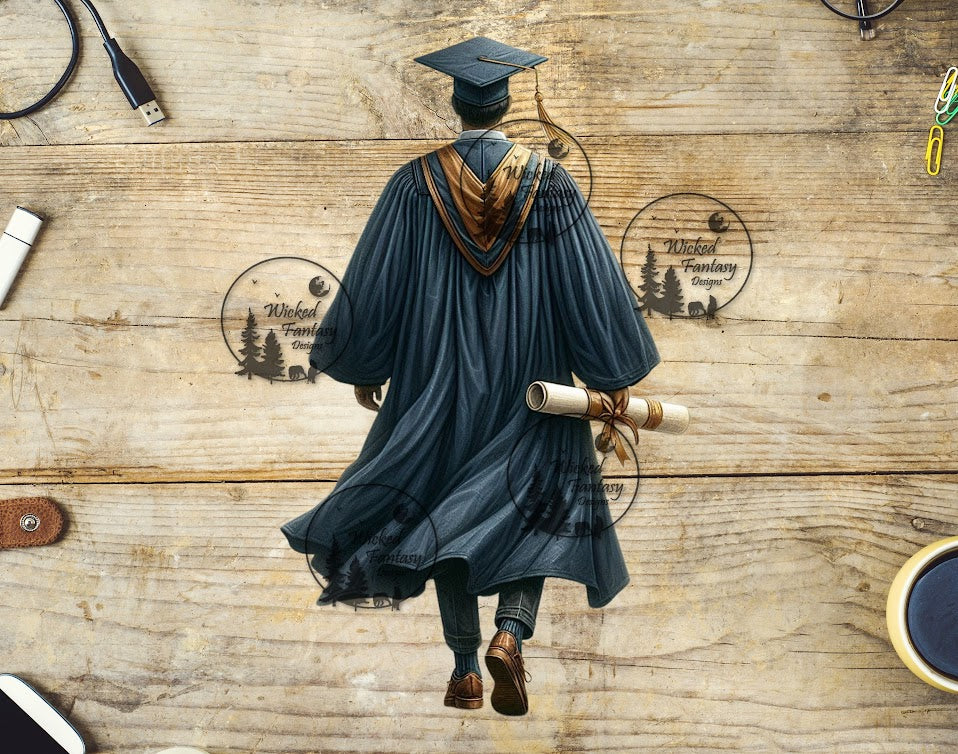 UVDTF Graduation Black Gown with diploma